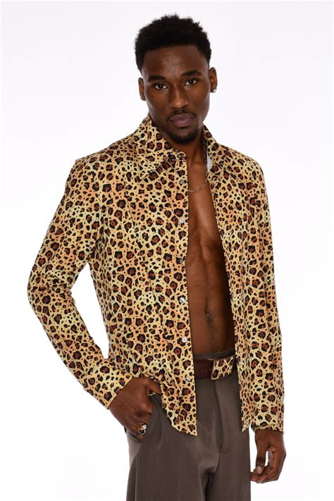 men leopard sequins shirt.